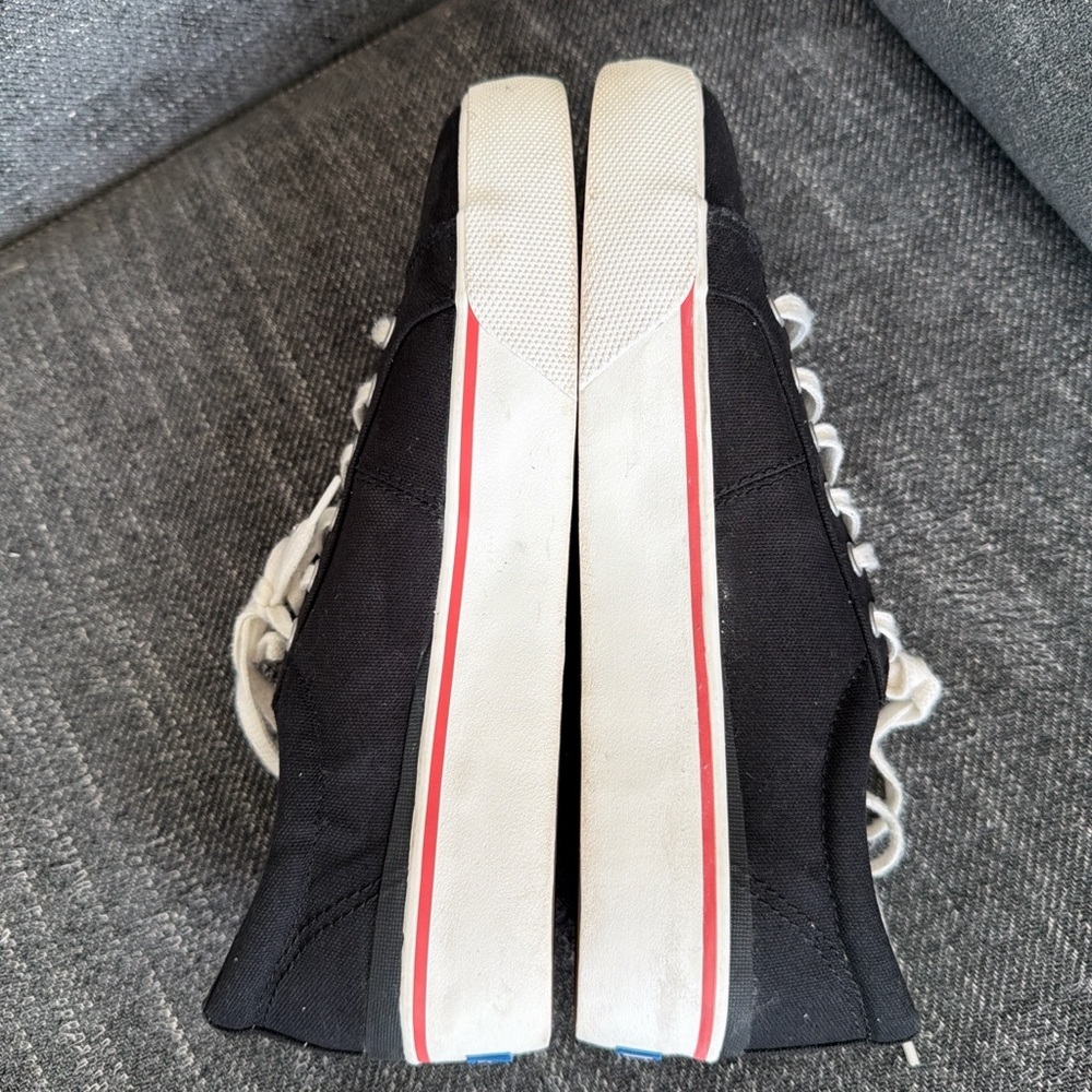 Vintage Retro Y2k minimalist Sleek Keds Platform Black Canvas Sz 10 Sneakers - Picture 3 of 7